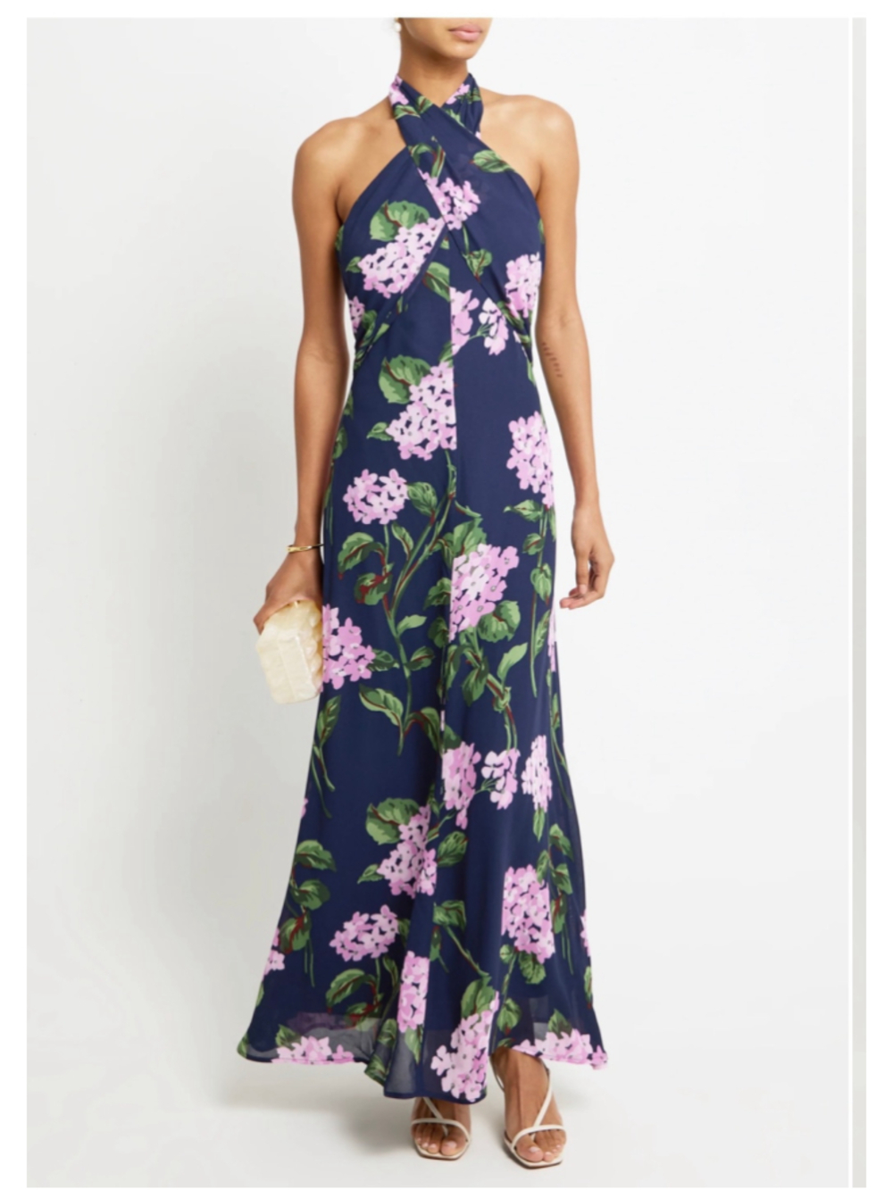 Women's o.p.t Fiorella Dress Floral Maxi Dress Navy Pink Size 10